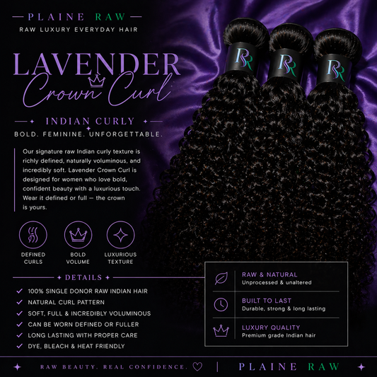 LAVENDER CROWN RAW INDIAN CURLY